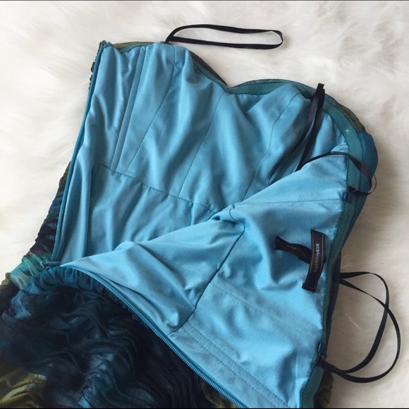 BCBGMAXAZRIA Winnie Aquamarine Watercolor Bodycon - Picture 2 of 6